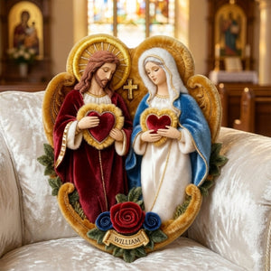 Sacred Hearts Christian Pillow - Personalized Gifts For Christian Family 02TGLU191225-Homacus