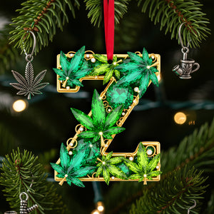 Crystal Leaf Initial Ornament - Christmas Gifts For Stoners 05TOLU270825-Homacus
