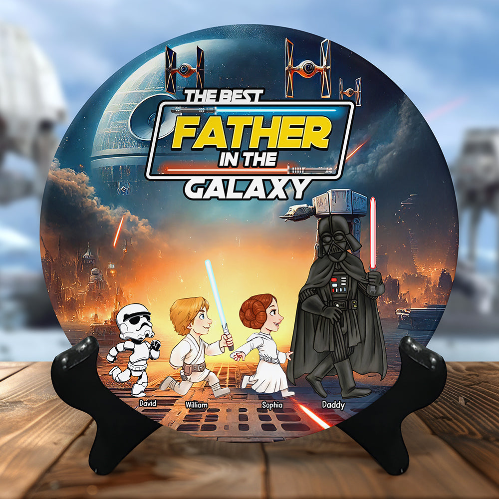 Galaxy Dad Ceramic Round Plate - Personalized Gift For Dad 051XQQN090425-Homacus