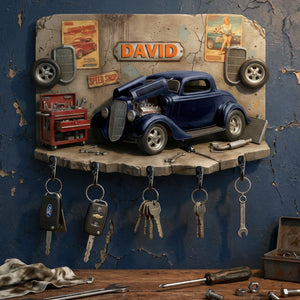Vintage Car Garage Key Hanger - Personalized Gifts For Car Lovers 01KIQN130126-Homacus