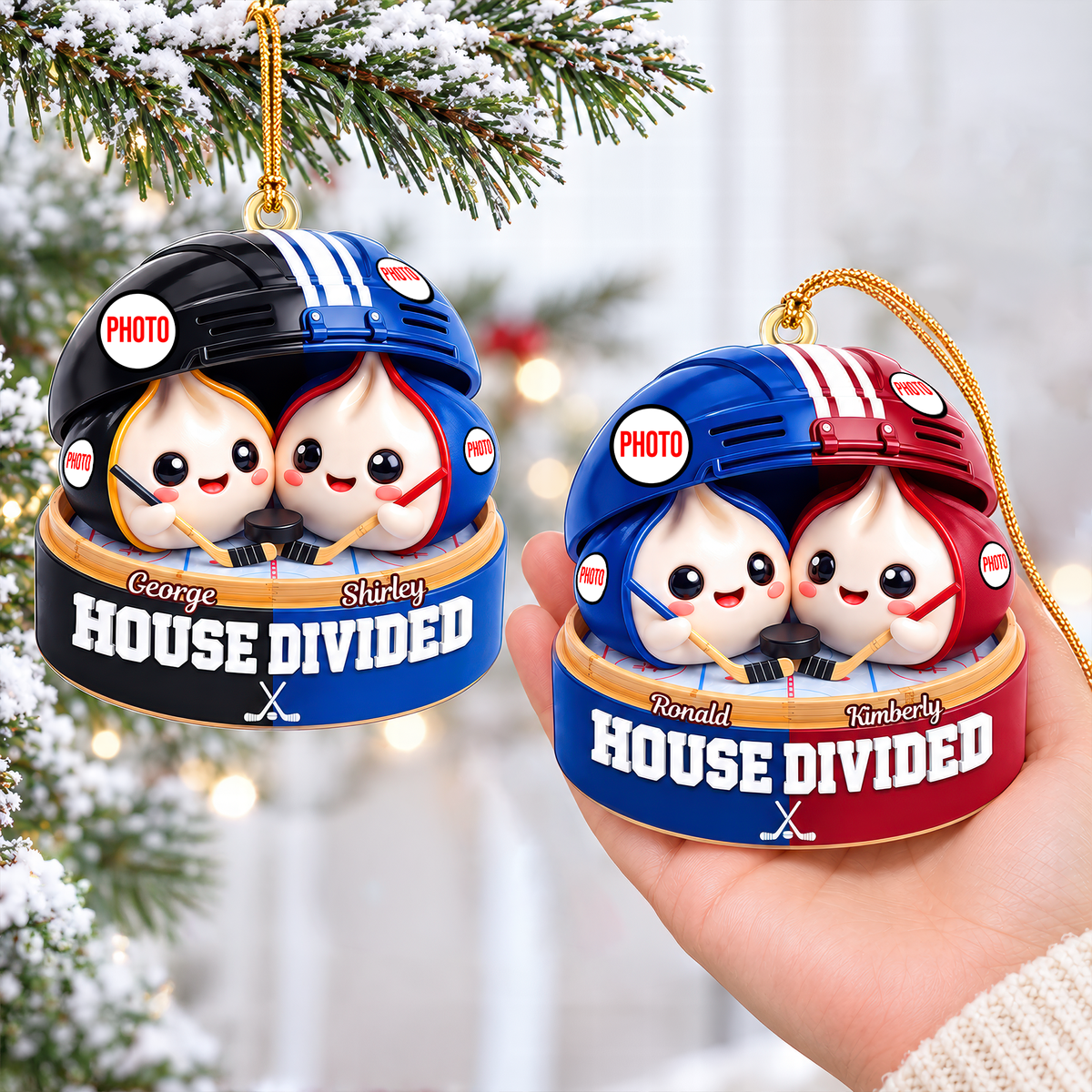 House Divided Dumpling Couple Ornament - Personalized Gifts For Sport Lover Christmas Ornament 05HUQN131026-Homacus