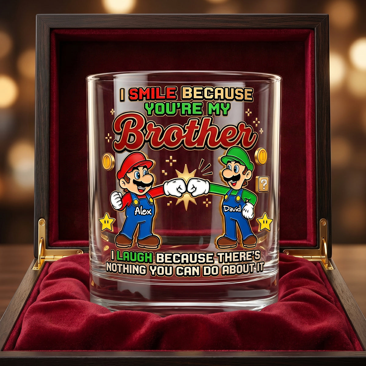My Brother Best Brotherhood 11oz Round Glass - Personalized Gifts For Brother Glass 02NADH110626-Homacus
