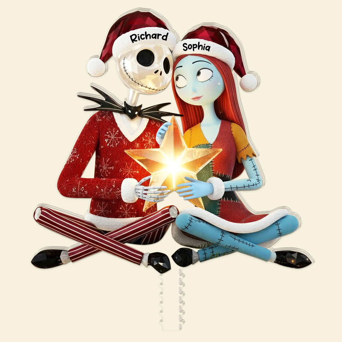 Spooky Couple Christmas Tree Topper - Personalized Gifts For Couple 02toqn201125-Homacus