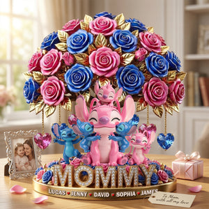 Cute Mommy Pink Aliens Flower Acrylic Plaque - Personalized Gifts For Mother's Day 01tytn070426-Homacus