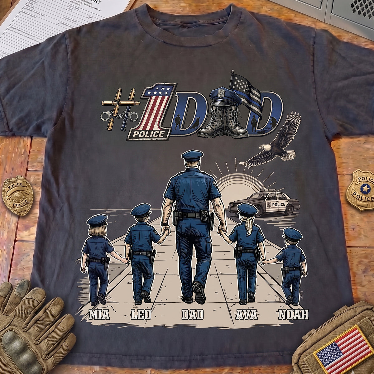 Best Police Dad Ever Shirt - Personalized Gifts For Police Dads 03QHDT250526-Homacus