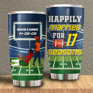 Personalized Gifts For American Football Couple 20oz Tumbler Happily Married 02TOLU110125PA-Homacus