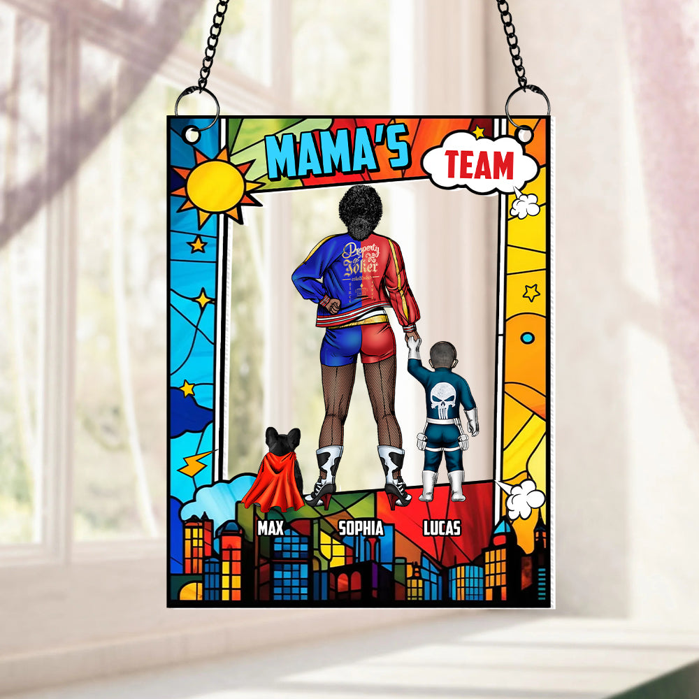 Personalized Gifts For Mom Suncatcher Ornament 03qhtn260225pa Mommy's Team-Homacus