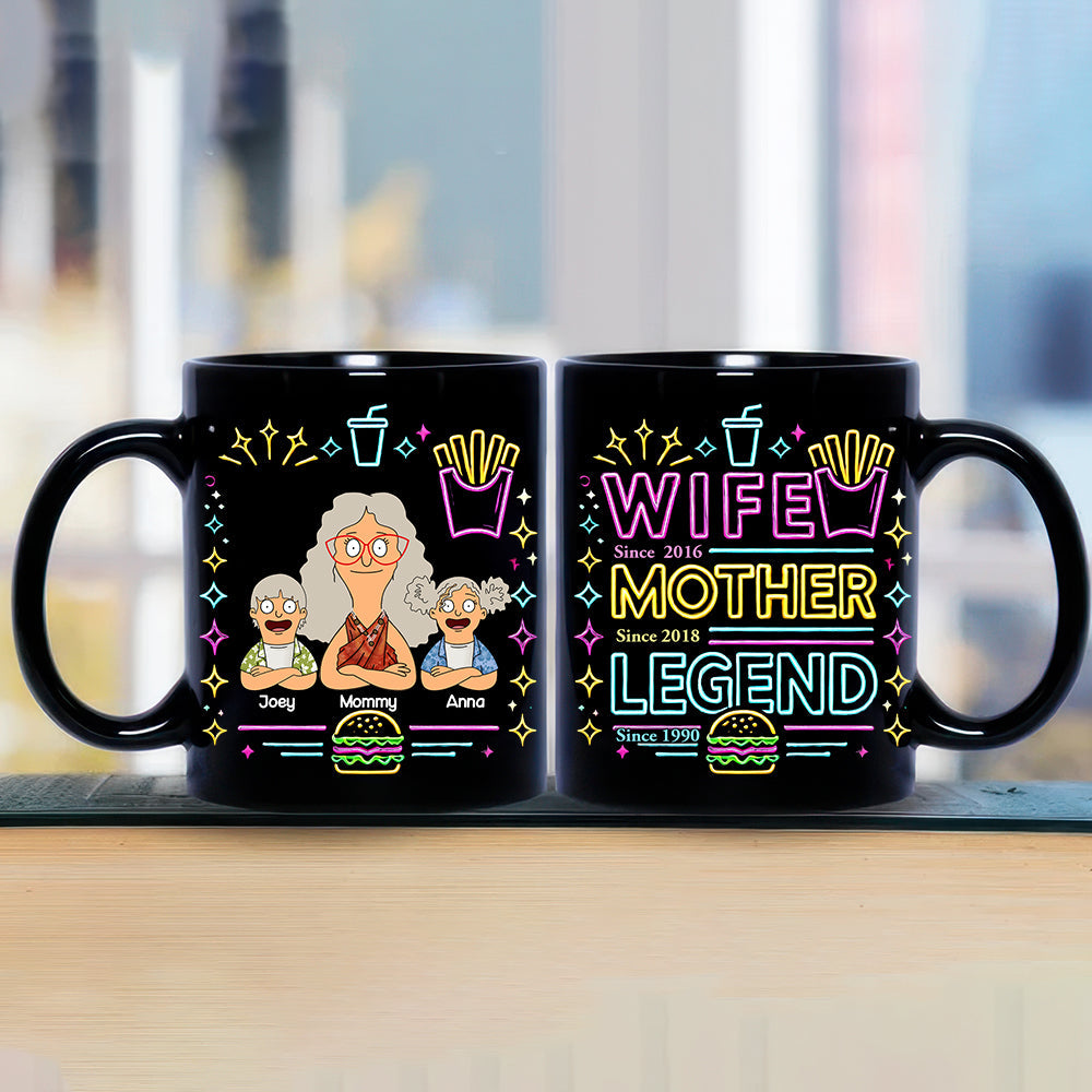 Personalized Gifts For Mom Black Mug, Legend Wife Mom 04TGLU070325HG-Homacus