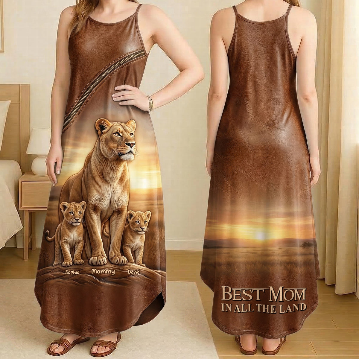 Lion Mom Suspender Maxi Dress - Personalized Gifts For Moms 02naqn240326-Homacus