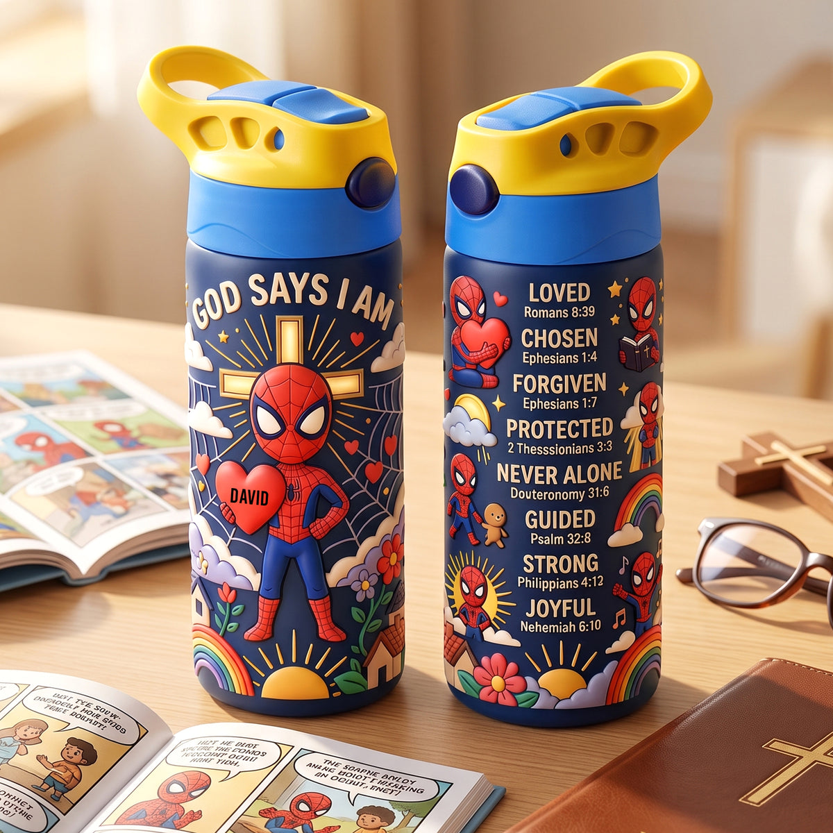 God Says Action Plaid 12oz Colorful Tumbler - Personalized Gifts For Kids 05paqn280726-Homacus