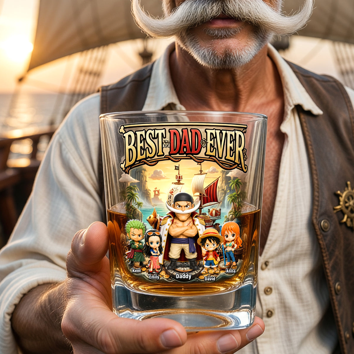 Anime Adventure Round Glass - Personalized Gifts For Dad 07toqn140526-Homacus