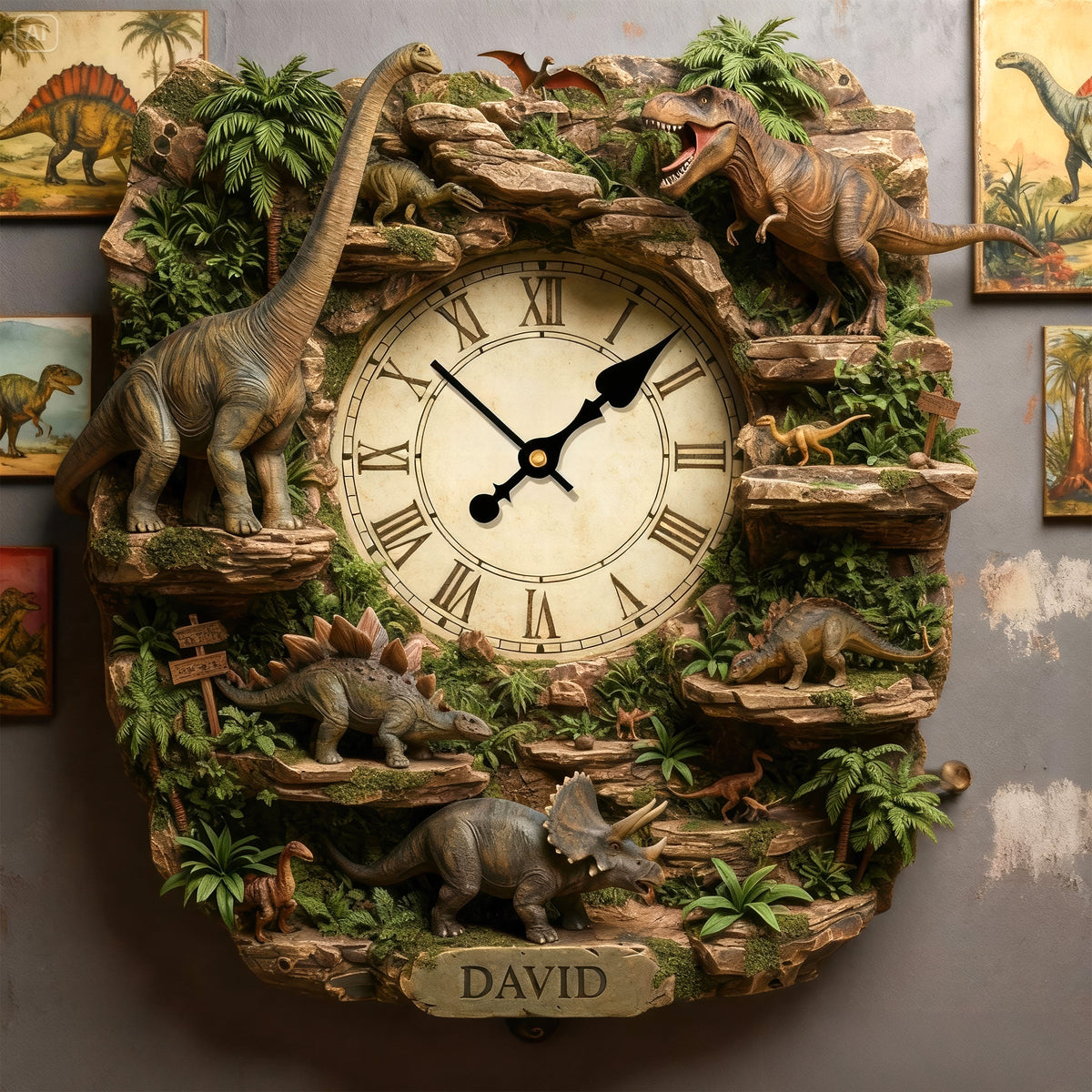Dinosaur Acrylic Hanging Wall Clock - Personalized Gifts For Dinosaur Lovers 05hyqn221225-Homacus