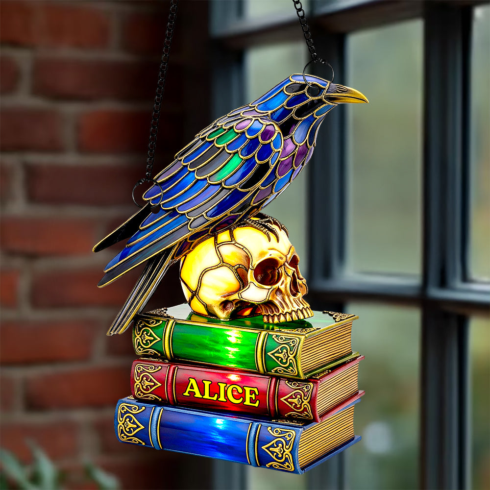 Raven & Skull Suncatcher Ornament Personalized Gifts For Book Lovers 01NADT140825-Homacus