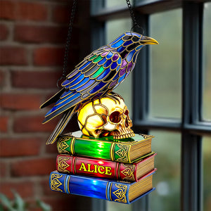 Raven & Skull Suncatcher Ornament Personalized Gifts For Book Lovers 01NADT140825-Homacus