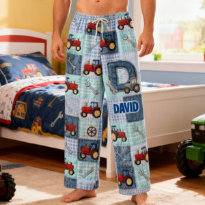 Alphabet Initial Letters Pajama Pants Personalized Gifts For Tractor Lovers 04patn160126-Homacus