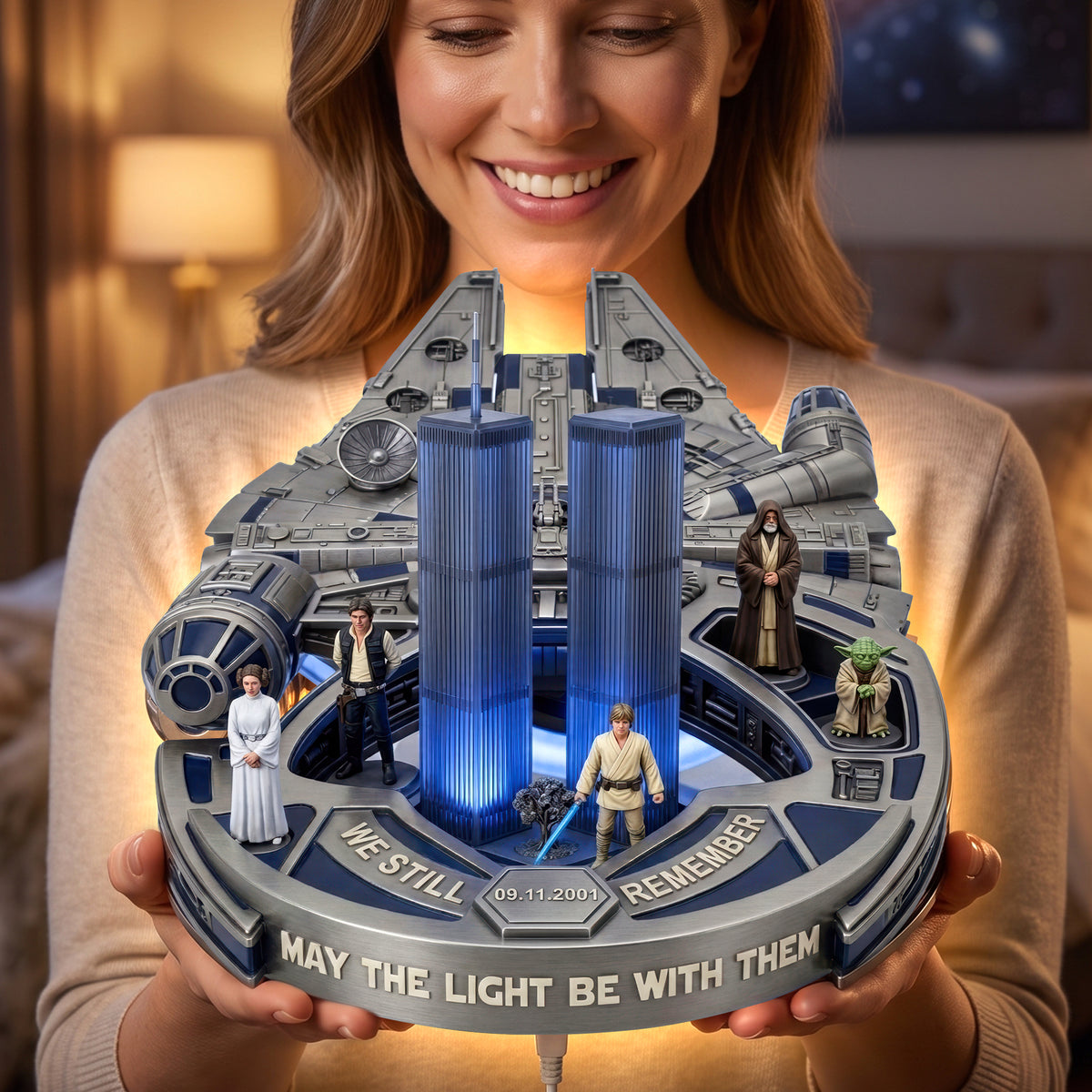 Sci Fi Space Memorial Statue Acrylic Light Box - Personalized Gifts 03haqn270726