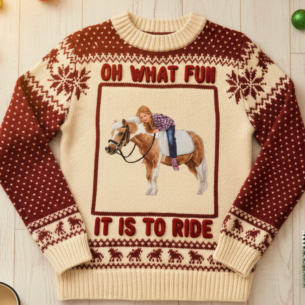 Custom Photo Christmas Gifts For Horse Riding Lovers Ugly Sweater 02natn161025-Homacus