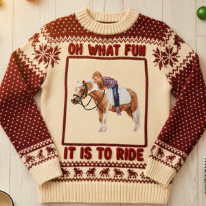 Custom Photo Christmas Gifts For Horse Riding Lovers Ugly Sweater 02natn161025-Homacus