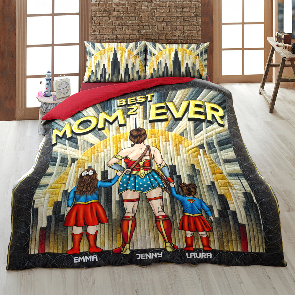 Personalized Gifts For Super Mom Quilt Bedding Set Special Line, Best Mom Ever 03TGLU130125PA-Homacus