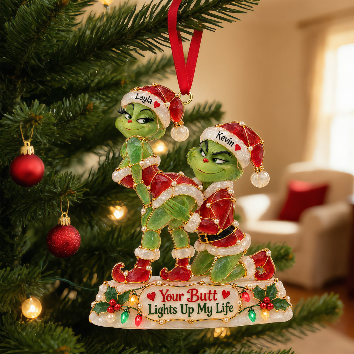Naughty Couple Christmas Ornament - Personalized Gifts For Couple 04natn191026-Homacus