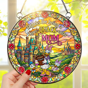 Duck Mom And Kids Suncatcher - Personalized Gifts For Mother's Day Suncatcher Ornament 03TYQN040326-Homacus