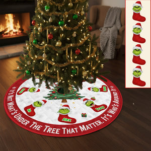 Green Monster Stocking Family Tree Skirts - Personalized Gift For Family Christmas Tree Skirt 04NAMG240925-Homacus