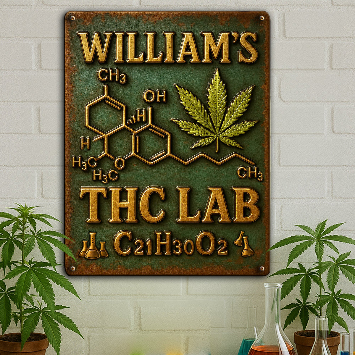 Botanical Chemistry Lab Metal Sign - Personalized Gifts For Weed Lovers 04TOLU050625-Homacus