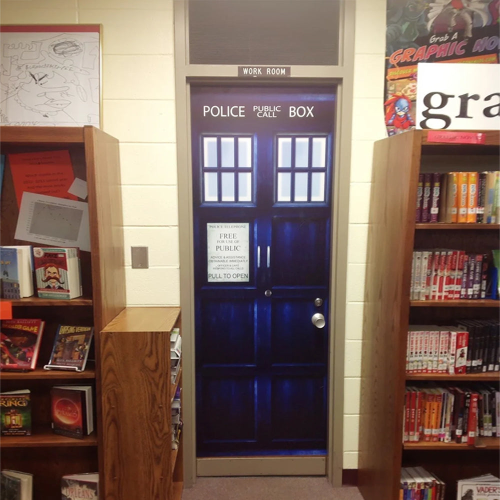 Door Cover For Movie Fans 02HUXX120924 Police Box Door Cover-Homacus