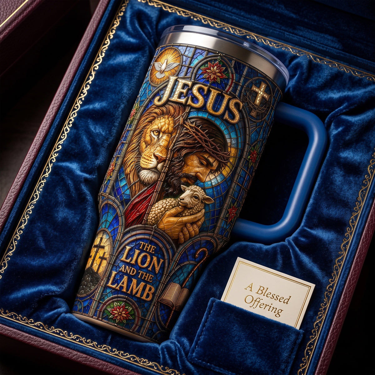 Jesus The Lion And The Lamp 40oz Tumbler With Handle - Personalized Gifts For Christians 03palu290626-Homacus