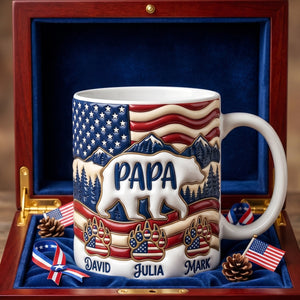Patriotic Papa Bear Coffee Mug - Personalized Gift For Dads 03PADH150526-Homacus