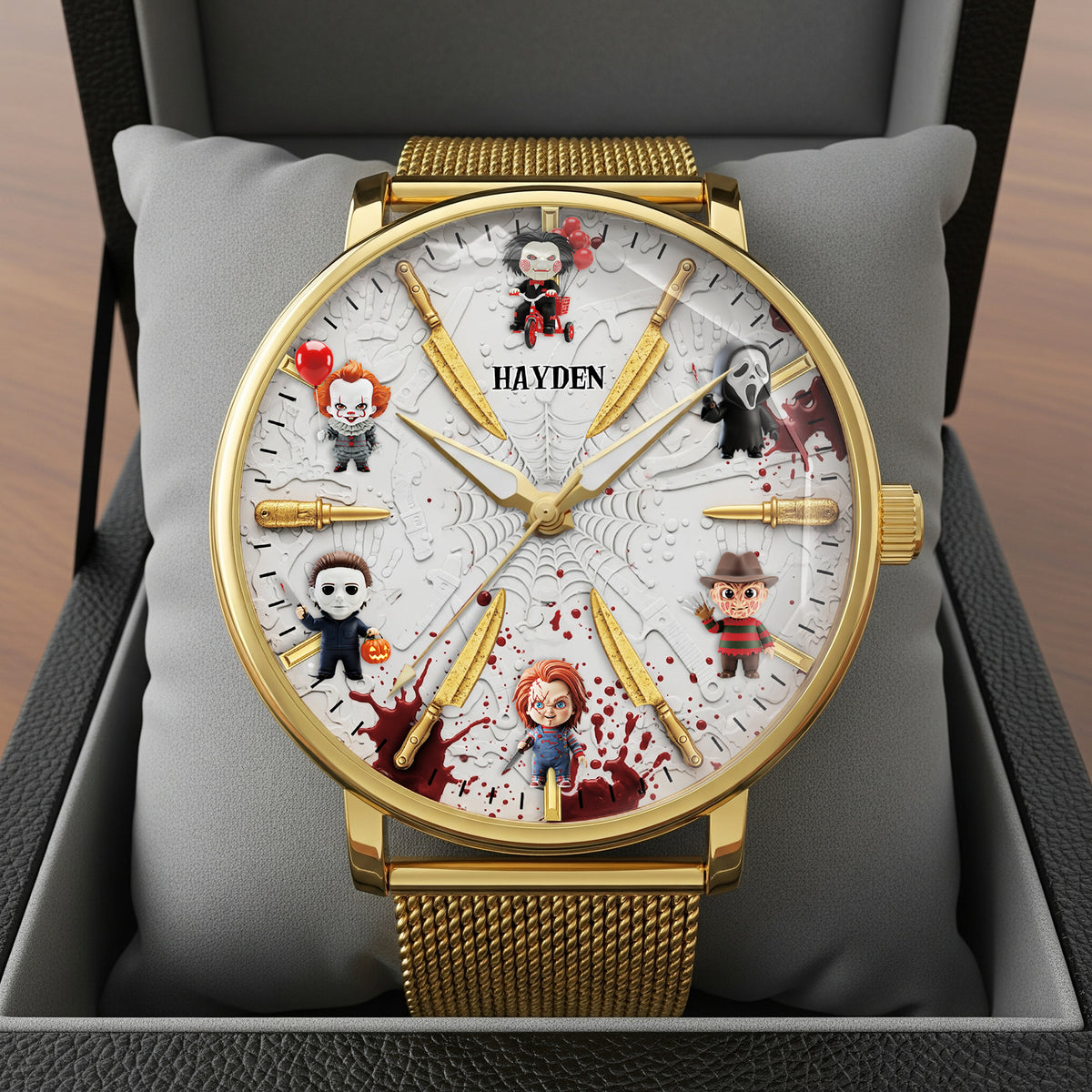 Cute Horror Characters Mesh Straps Watch - Personalized Gifts For Horror Movie Fans 03QHLU170725-Homacus