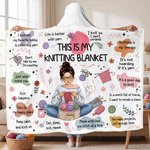Cozy Knitting Girl Hood Blanket, Personalized Gifts For Knitting Lovers 02qhqn110826