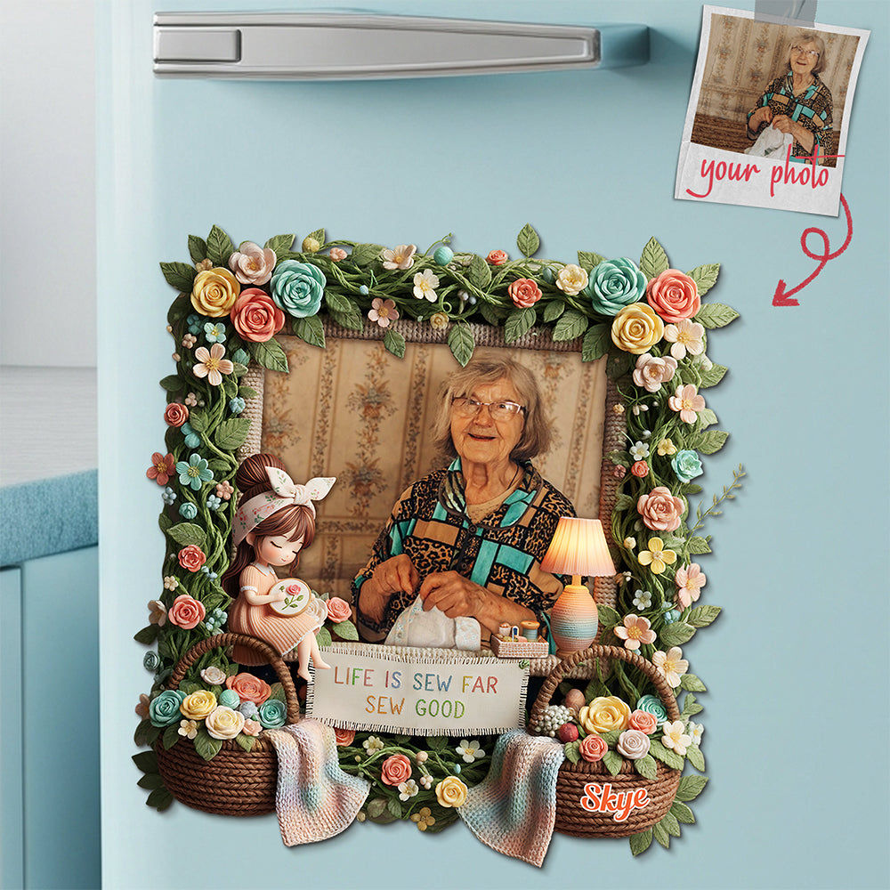 Sewing Girl Custom Photo Fridge Magnet - Personalized Gifts For Sewing Lovers 04pata261125-Homacus