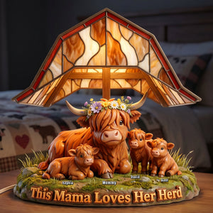 Highland Cow Herd Mama Acrylic Light Box - Personalized Gifts For Mom 02NAQN130426-Homacus