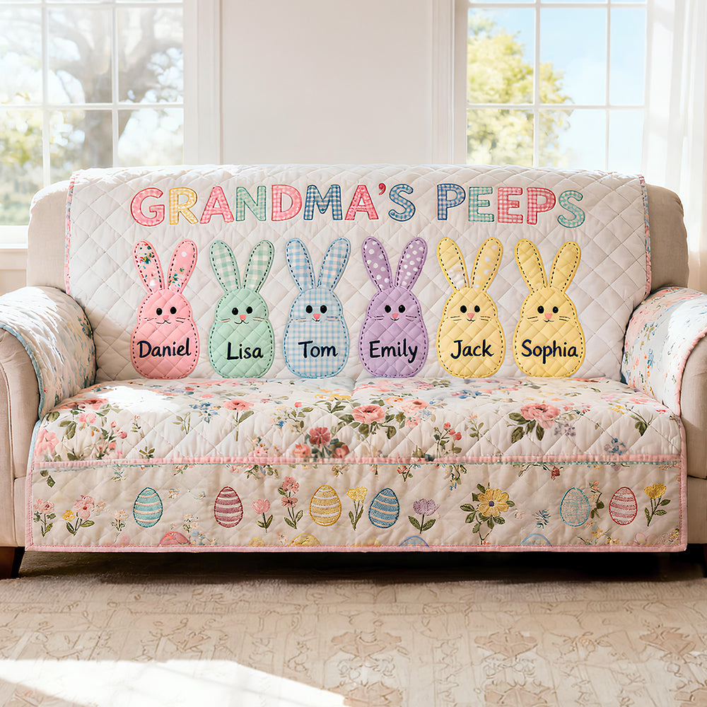 Happy Bunny Kids Quilted Sofa Cover - Personalized Easter Day Gifts 04HUDT110226-Homacus