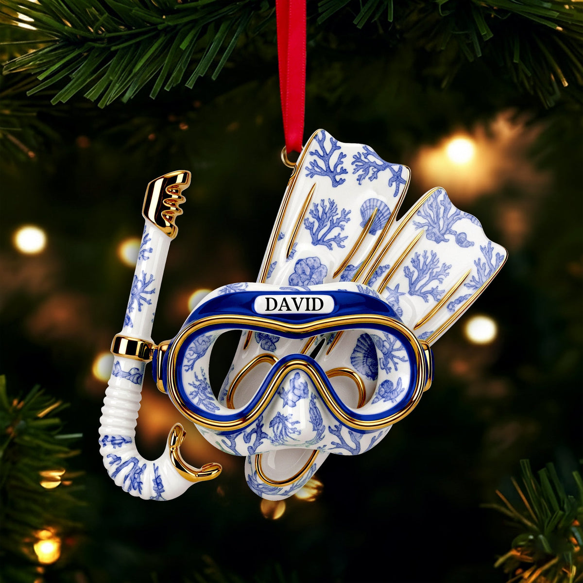 Deep Sea Diver's Toile Christmas Ornament - Personalized Gifts For Scuba Diving Lovers 03PGLU201025-Homacus