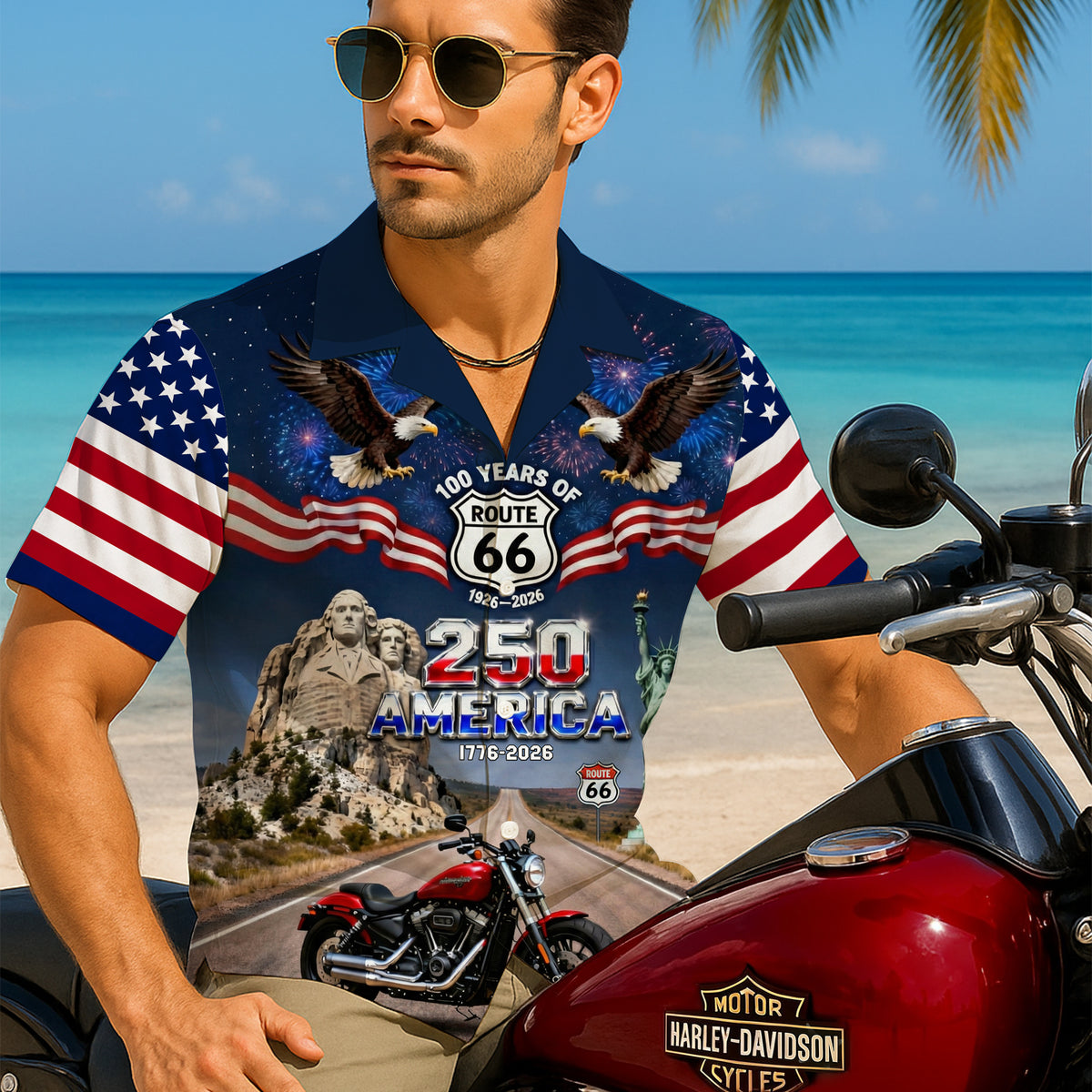 Proud American Motorcycle Hawaiian Shirt - Custom Photo Gifts For Bikers 03qhlu260226-Homacus