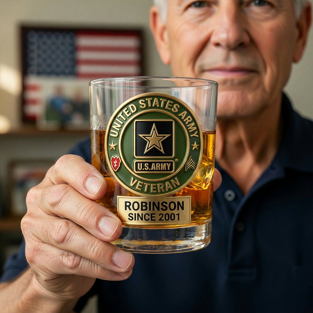 Custom Military Insignia Drinking Glass - Personalized Gifts For Veterans 04qhqn080626