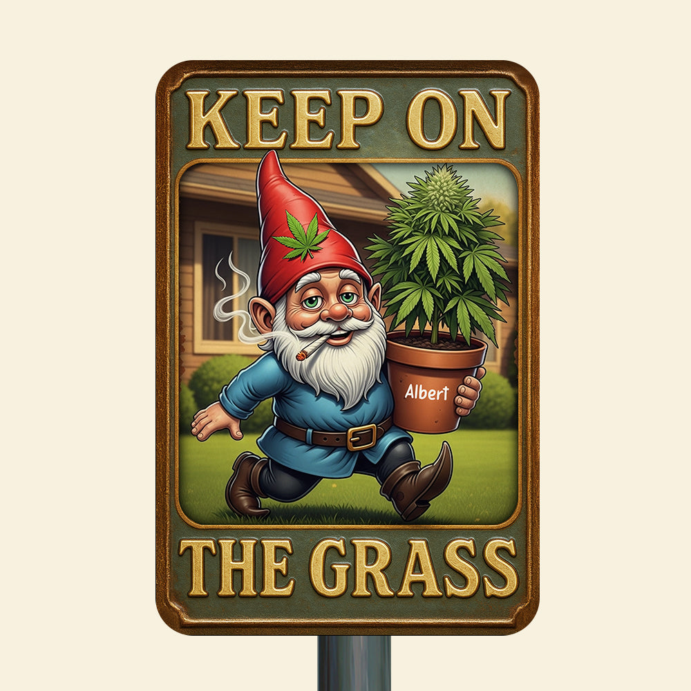 Smoking Gnome Metal Sign – Personalized Gifts For Weed Lovers 06toqn160625-Homacus