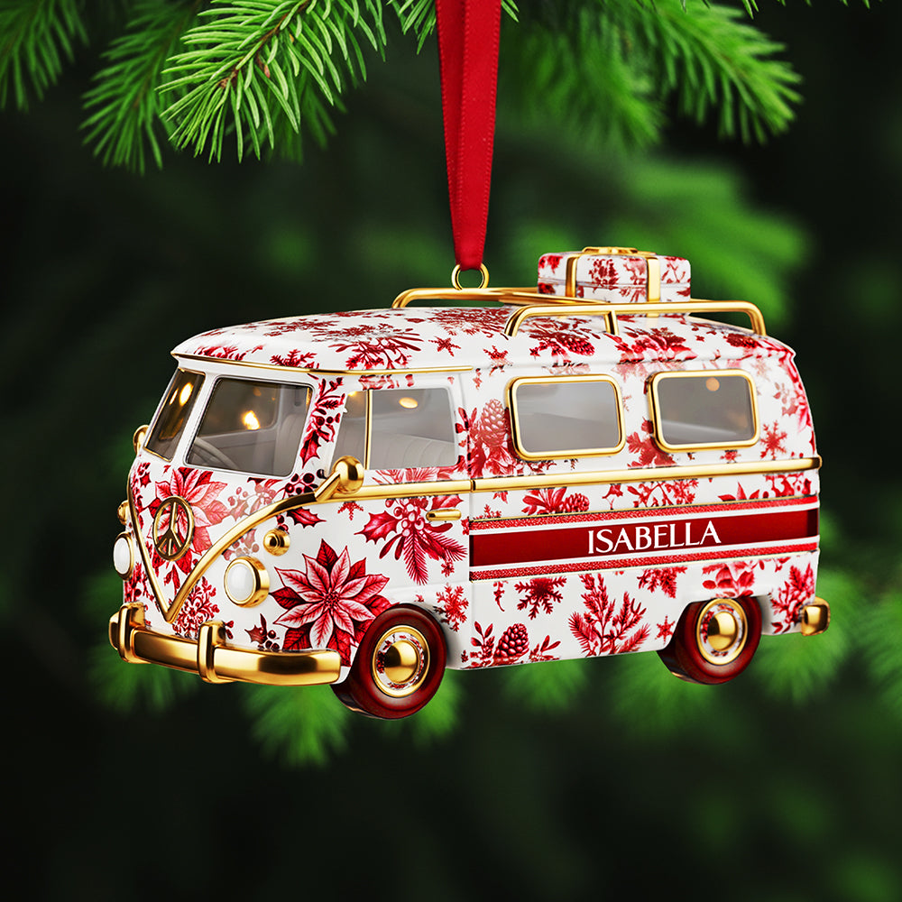 Personalized Gifts For Christmas, Camper Van Toile de Jouy Custom Shape Acrylic Ornament 02pgta031025-Homacus