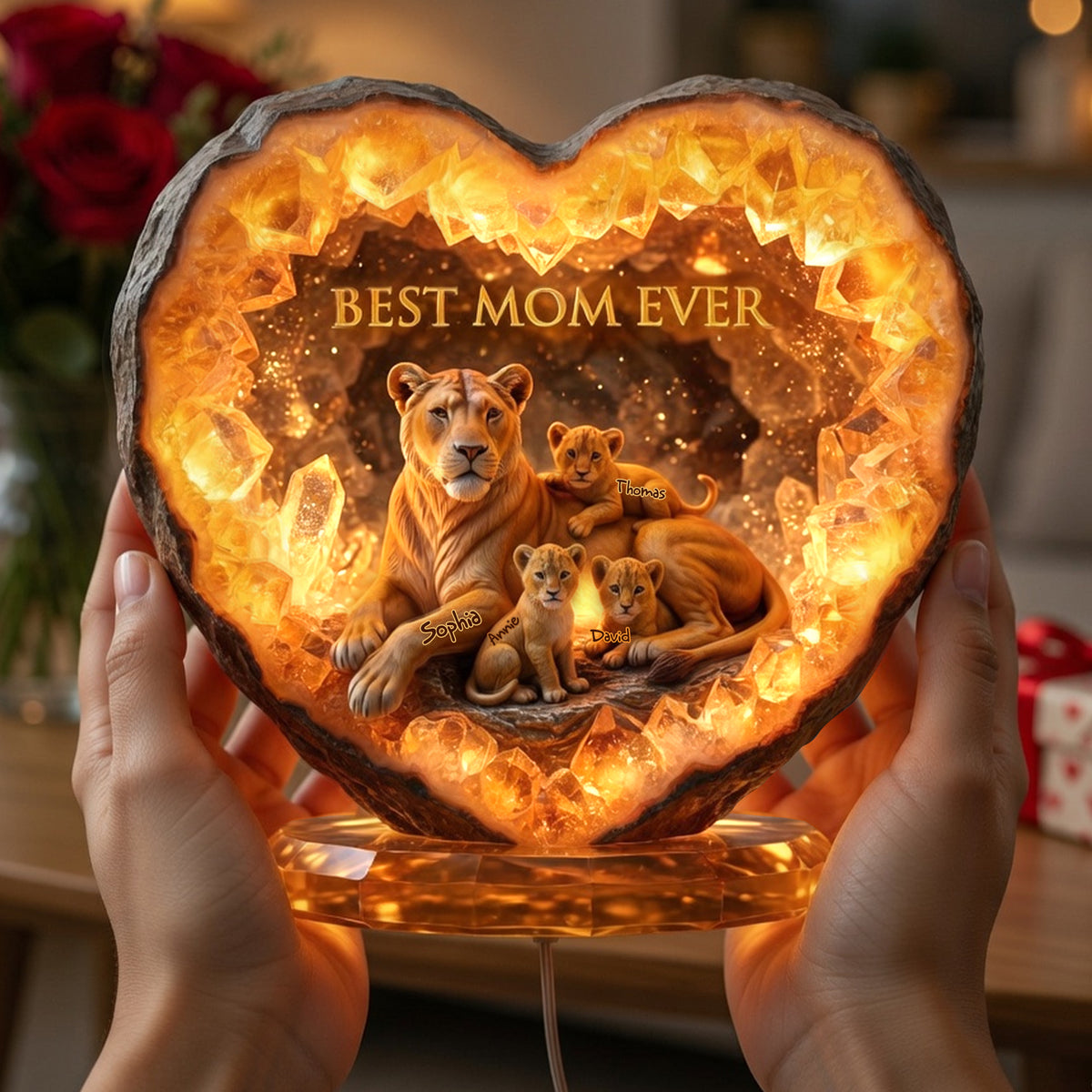 Best Lion Mom Ever Acrylic Light Box - Personalized Gifts For Moms 02nalu180326-Homacus