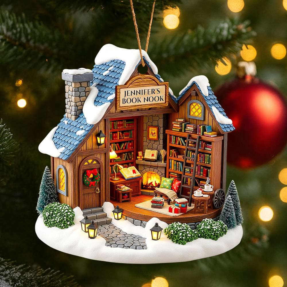 Book Nook Christmas Ornament Personalized Gifts For Book Lovers 01PGDT080825-Homacus