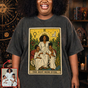 Best Mom Tarot Card Washed T-shirt - Custom Photo Gifts For Moms 02qhqn240426-Homacus