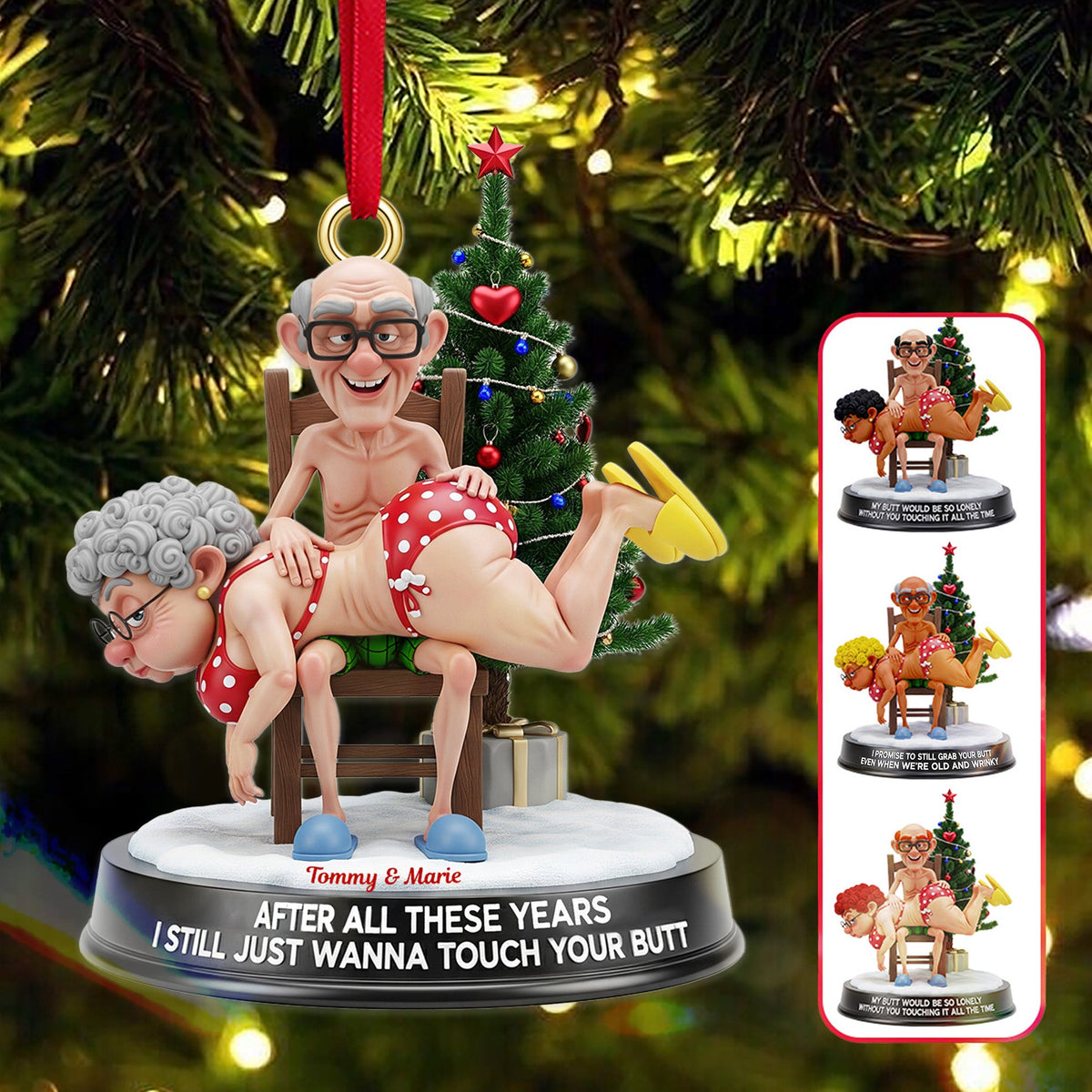Funny Old Couple Ornament - Personalized Gift For Couple Christmas Ornament 02NAMG250925-Homacus