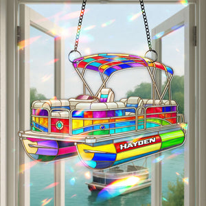 Colorful Pontoon Boat Suncatcher - Personalized Christmas Gifts For Pontoon Lovers 03PGLU280725-Homacus