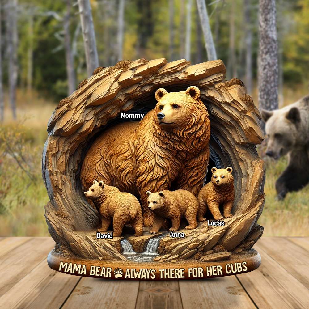 Mama Bear - Mom Plaque - Personalized Gifts For Mother 02TGTN250325-Homacus