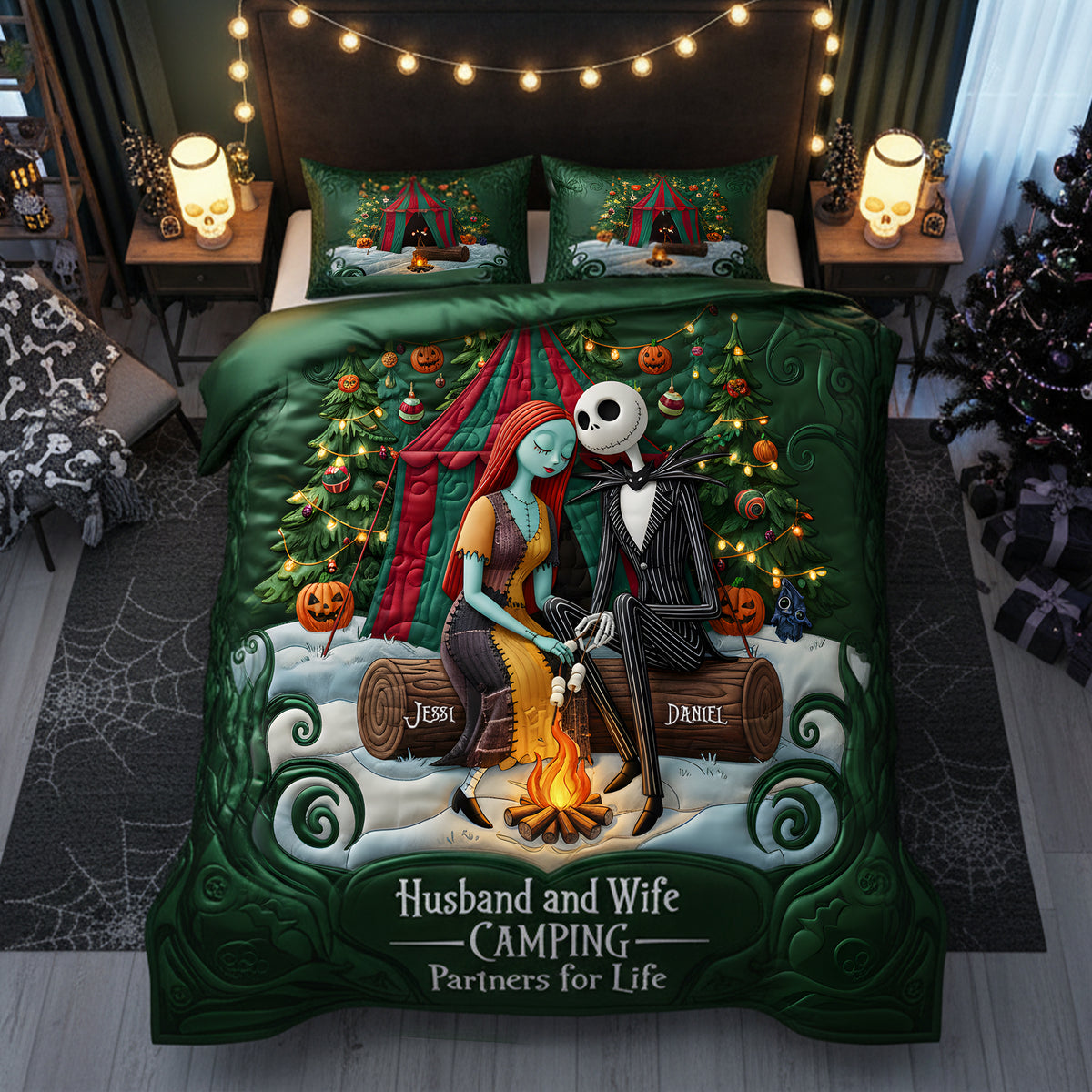 Camping Couples Quilt Bedding Set - Personalized Gifts For Couples 03PALU171125-Homacus