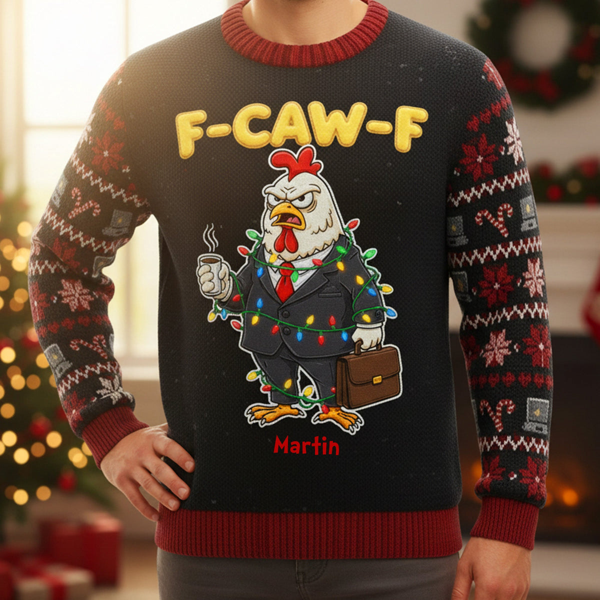 Funny Chicken Knitted Ugly Sweater - Personalized Gifts For Officers 05TOMG011125