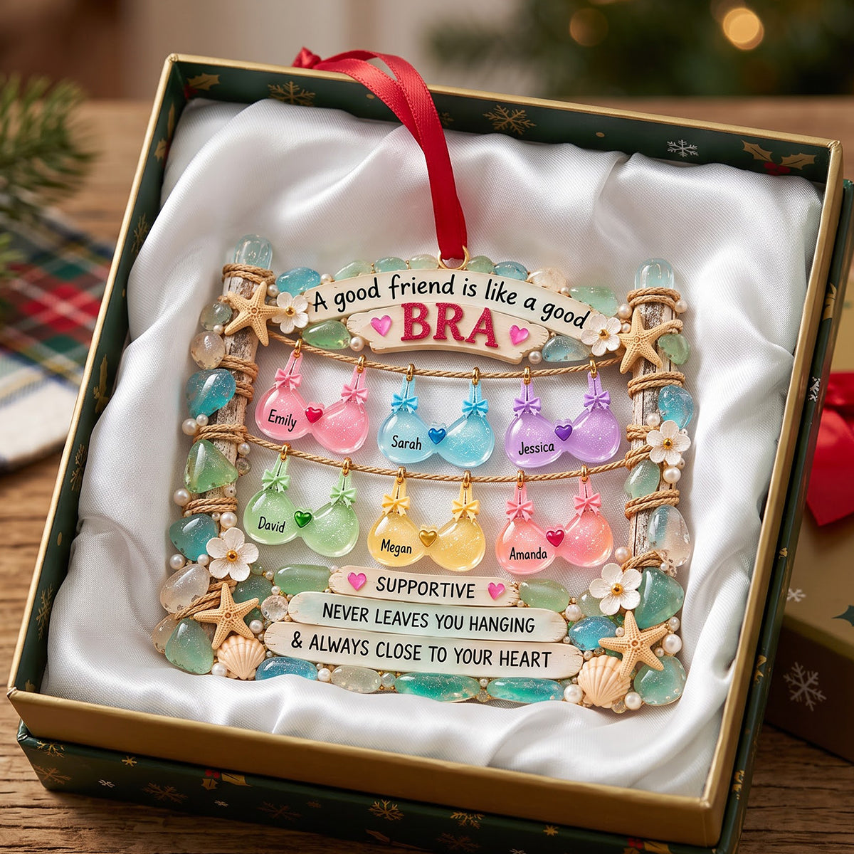 Besties Bra Acrylic Ornament - Personalized Gifts For Besties 01natn161026