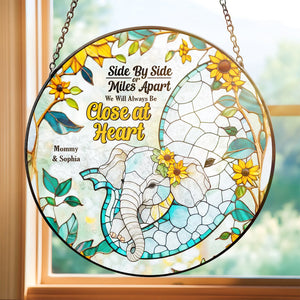 Personalized Gift For Mom Stained Glass, Mom & Baby Elephant Embracing With Trunk 02qhdt080325-Homacus